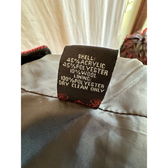 Fatal Charm Red Plaid Asymmetrical Moto Jacket Coat Small - Picture 10 of 11